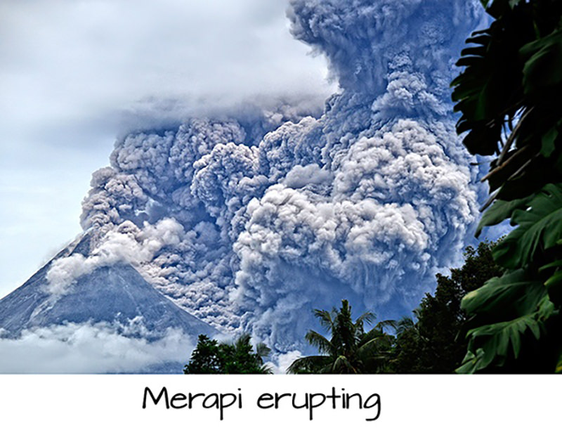 Eruption Mt. Merapi Yogyakarta Indonesia